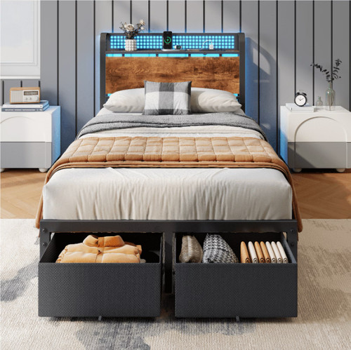 Twin bed frame with storage - frame,